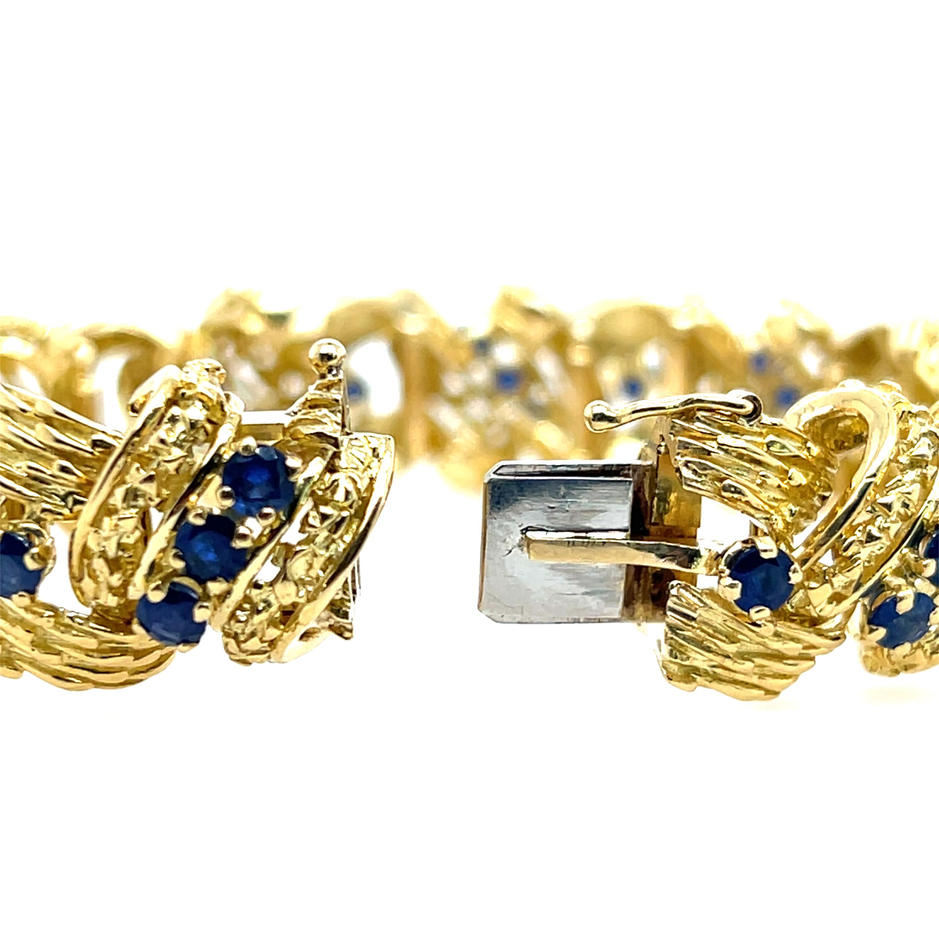 Tiffany & Co. 8.80 Carat Blue Sapphire and 18k Yellow Gold Woven Bracelet 5