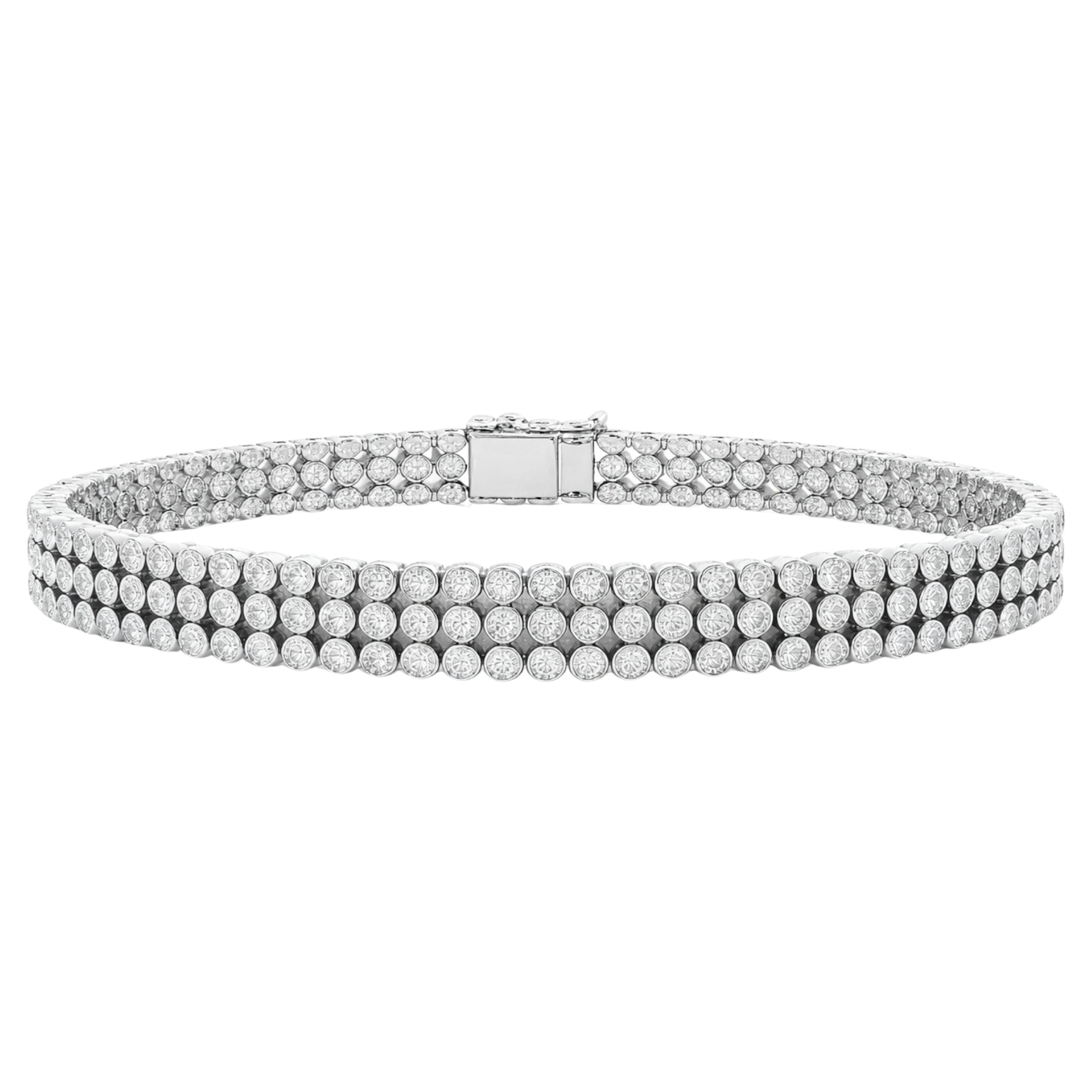 Tiffany 
Co. 9 Carat Three Row Platinum Diamond Bracelet For Sale