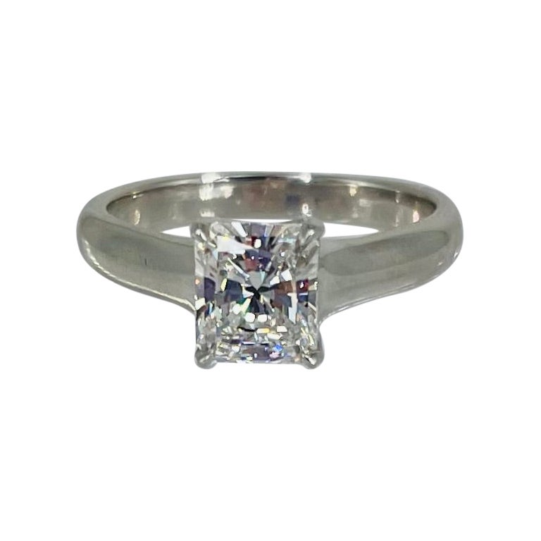 Tiffany & Co. .90 carat Radiant Cut Diamond Platinum Solitaire Engagement Ring