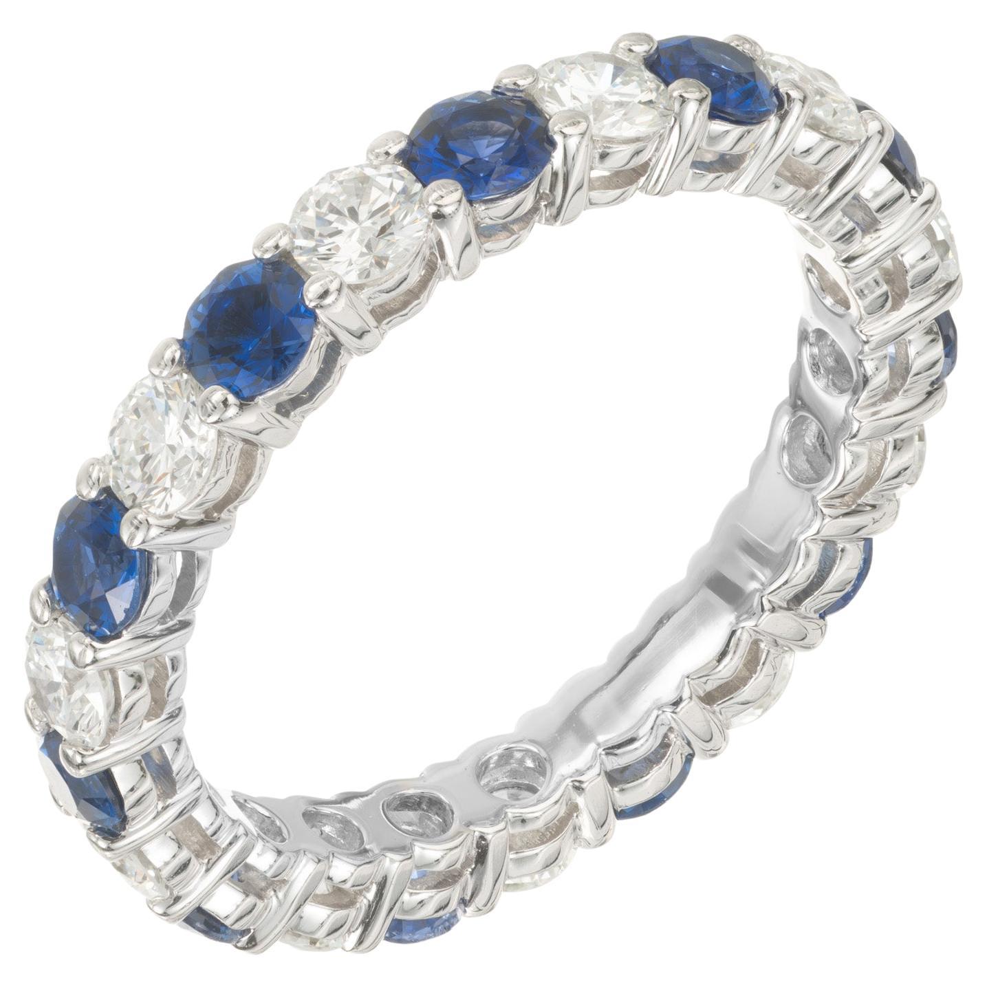 Tiffany & Co. 0,90 Carati Zaffiro Diamante Platino Anello Eternità Forever in vendita