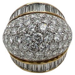 Tiffany & Co. 9.00 CTW Diamond Vintage Dome Ring Platinum 18 Karat Yellow Gold