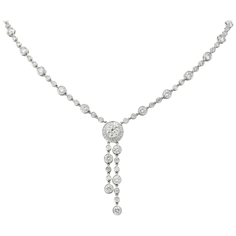 Tiffany and Co. 9.06 Carat Diamond Platinum Drop Necklace, circa 2000 ...