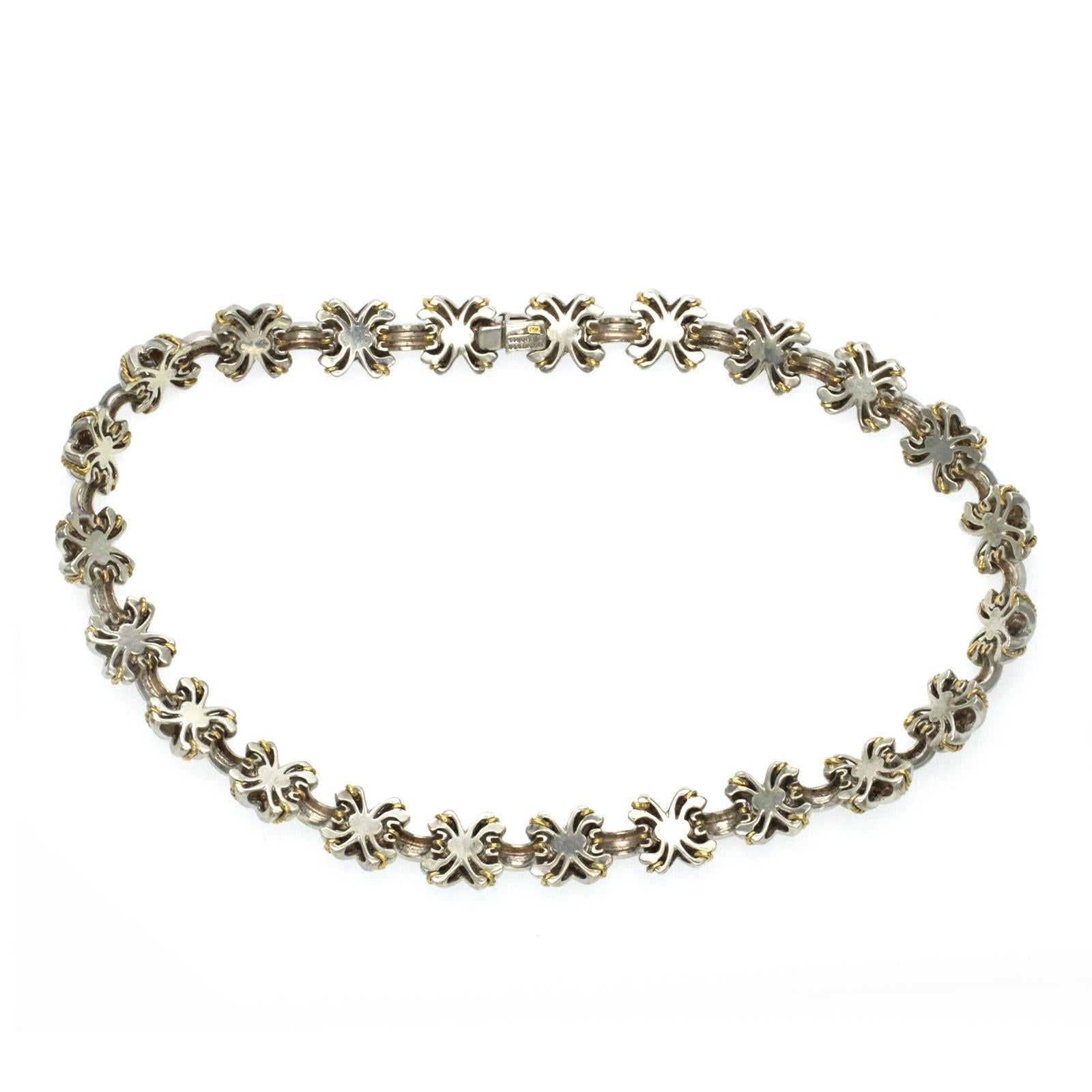 X Crossover-Gliederhalskette, Tiffany & Co. 925 Silber 18k Gelbgold Signatur im Zustand „Hervorragend“ in Los Angeles, CA