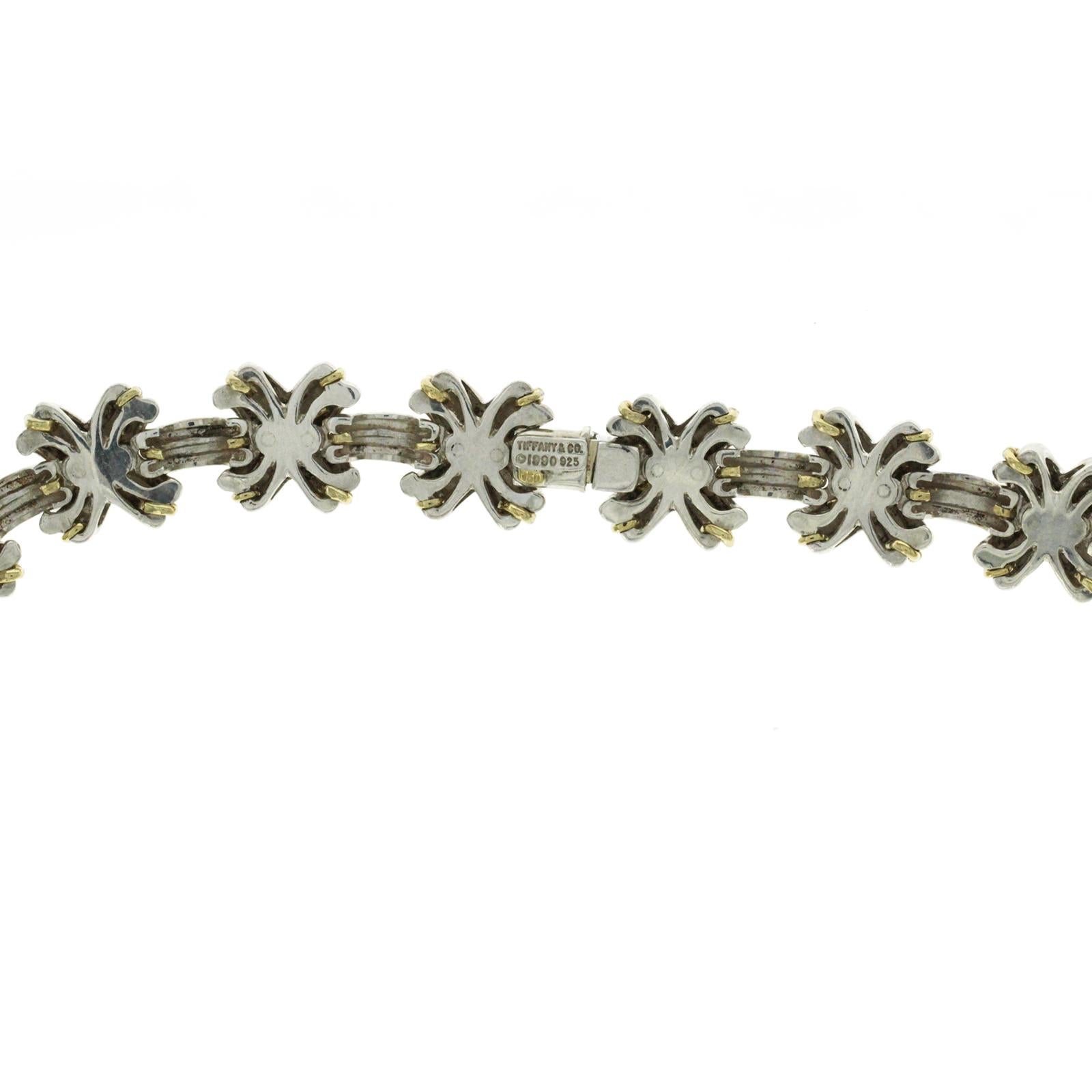 X Crossover-Gliederhalskette, Tiffany & Co. 925 Silber 18k Gelbgold Signatur für Damen oder Herren