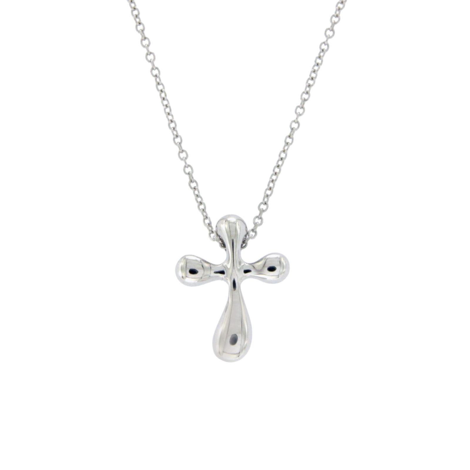 Tiffany & Co. 925 Silver Elsa Peretti Cross Pendant Necklace