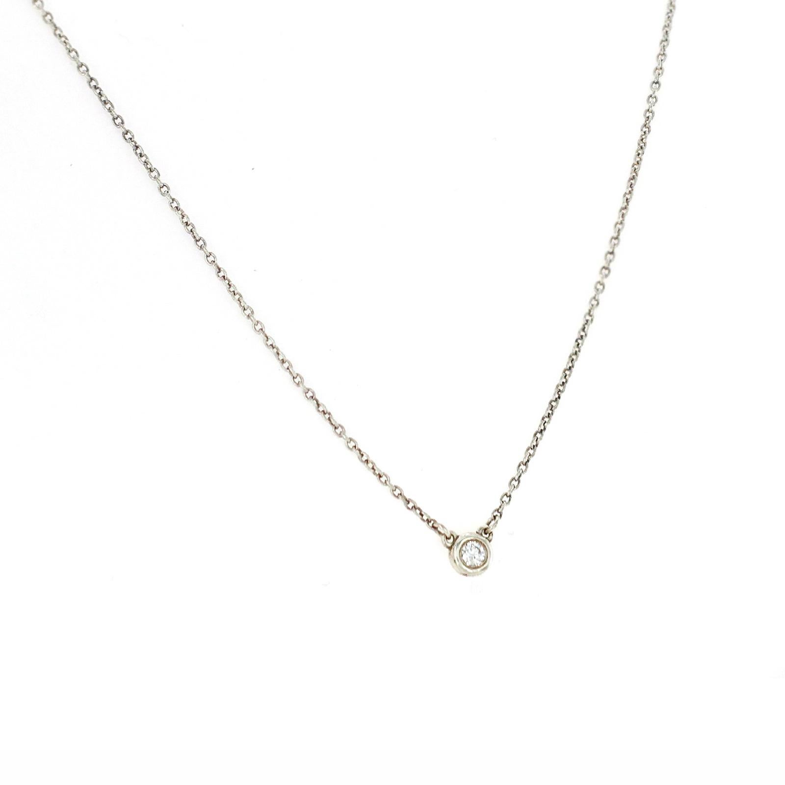 100% Authentic, 100% Customer Satisfaction

Pendant: 4.5 mm

Chain: 0.7 mm

Size: 16 Inches

Metal: 925 Sterling Silver 

Hallmarks: T&CO 925

Total Weight: 1.6 Grams

Stone Type: 0.05 CT Diamond

Condition: Pre Owned 

Estimated Price: $550

Stock
