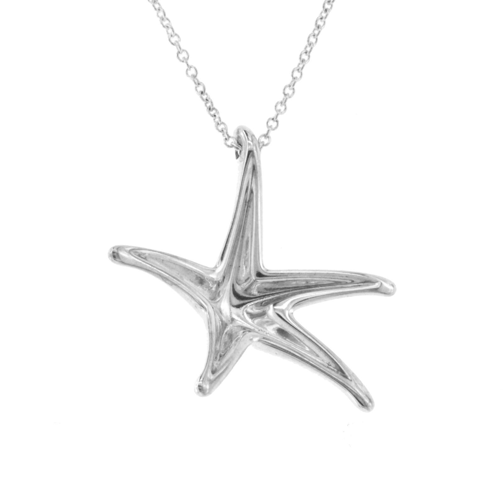 Tiffany & Co. 925 Silver Elsa Peretti Starfish Pendant Necklace In Good Condition In Los Angeles, CA