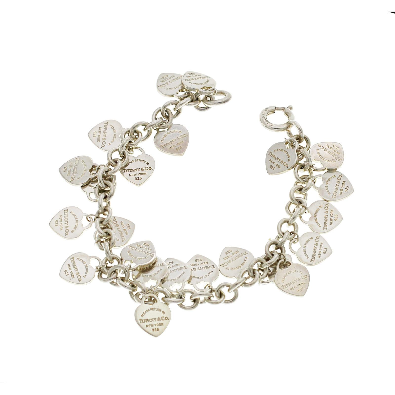 Tiffany & Co. 925 Silber Rückgabe an Tiffany Mini Multi Herz Charm-Armband im Zustand „Hervorragend“ in Los Angeles, CA