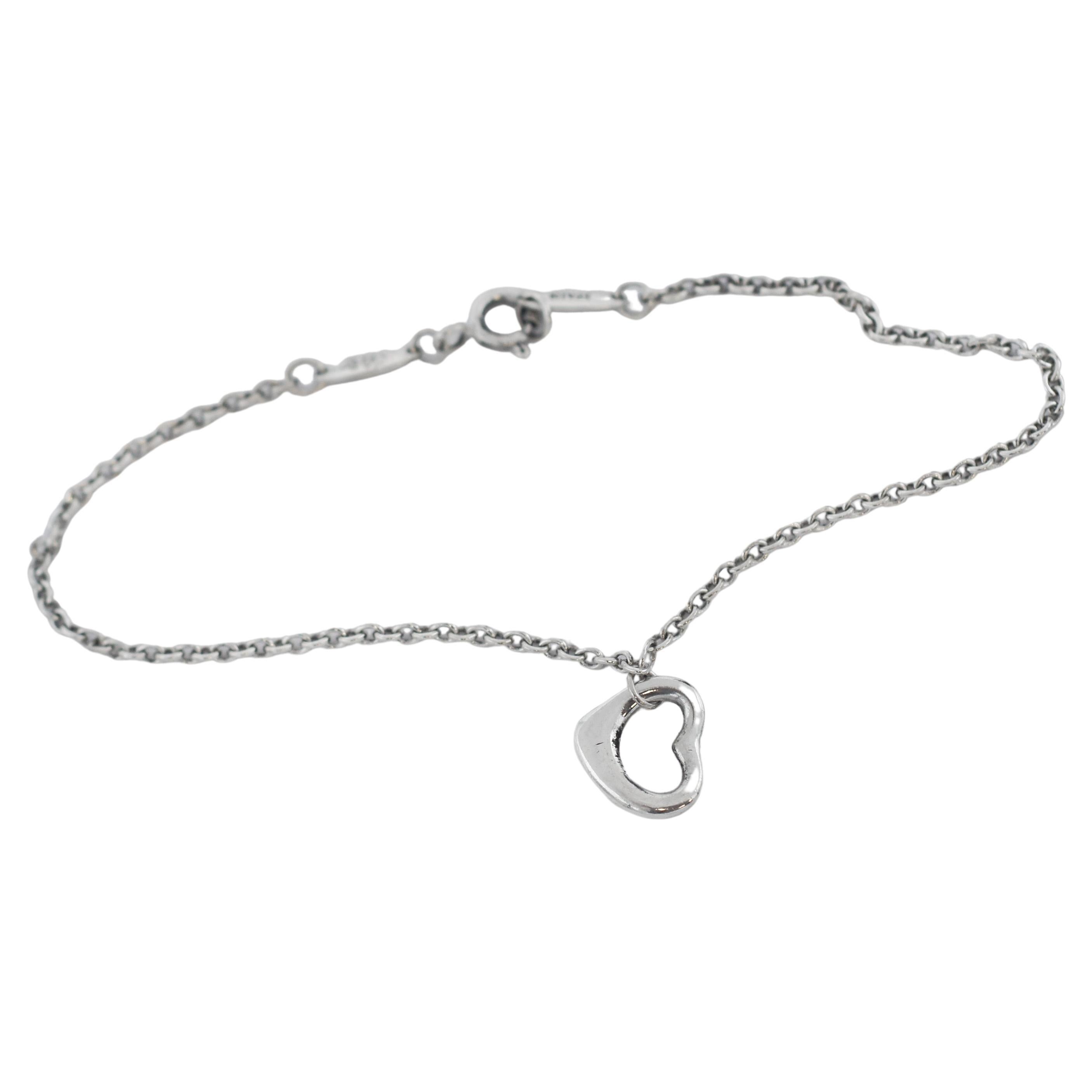 Tiffany & Co. 925 Silber einzelnes offenes Herz-Armband