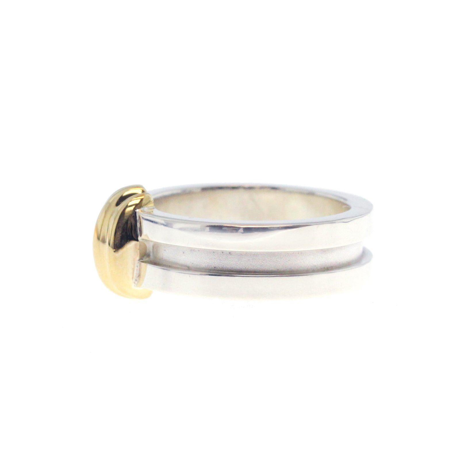Tiffany & Co. 925 Sterling Silver 18 Karat Gold Atlas Groove Band Ring In Good Condition In Los Angeles, CA