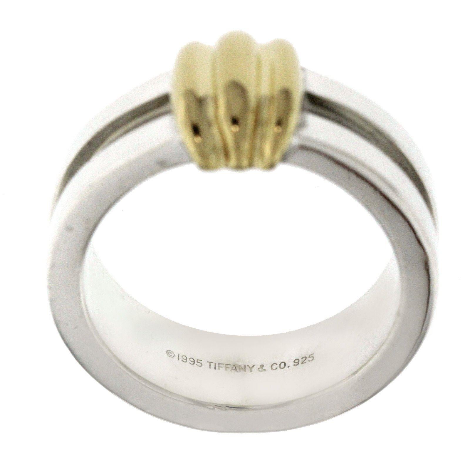 Women's Tiffany & Co. 925 Sterling Silver 18 Karat Gold Atlas Groove Band Ring