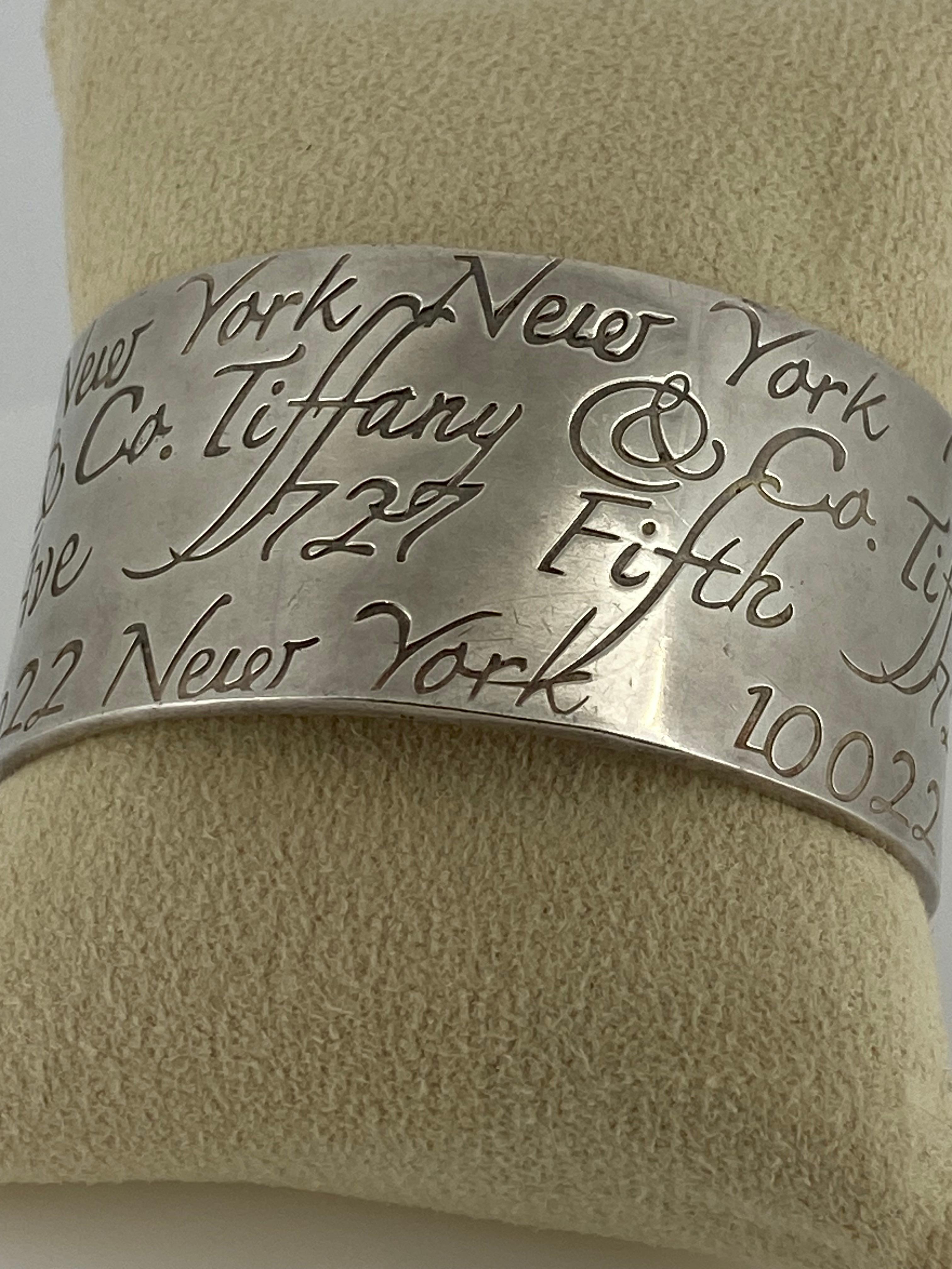 Tiffany & Co 925 Sterling Silver 727 Fifth Ave New York 10022 Notes Cuff Bangle en vente 2