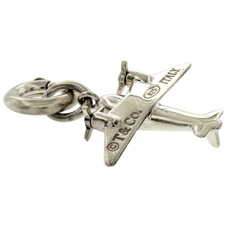 Tiffany and Co. 925 Sterling Silver Airplane Plane Pilot Clasp Charm