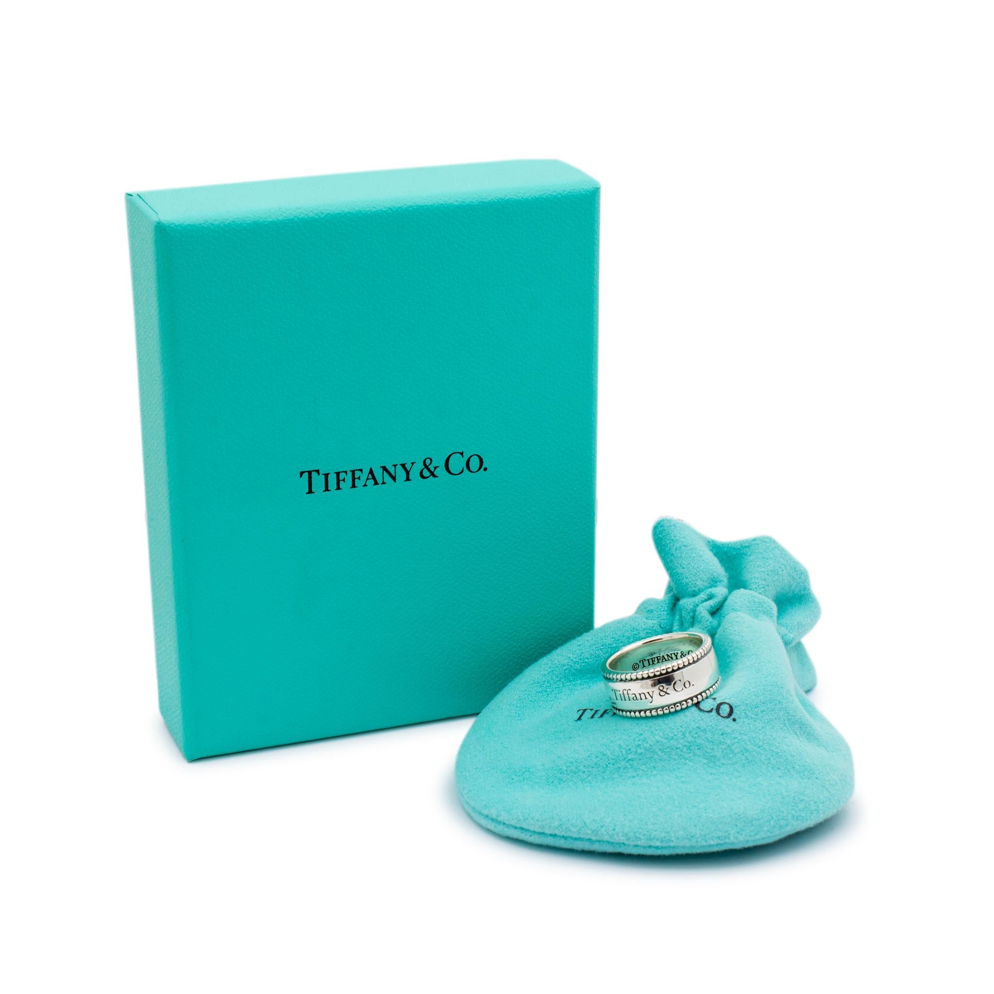 Alliance Tiffany & Co. 925 en argent sterling à bords perlés en vente 3