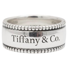 Tiffany & Co. 925 Sterling Silver Beaded Edge Wedding Band Ring