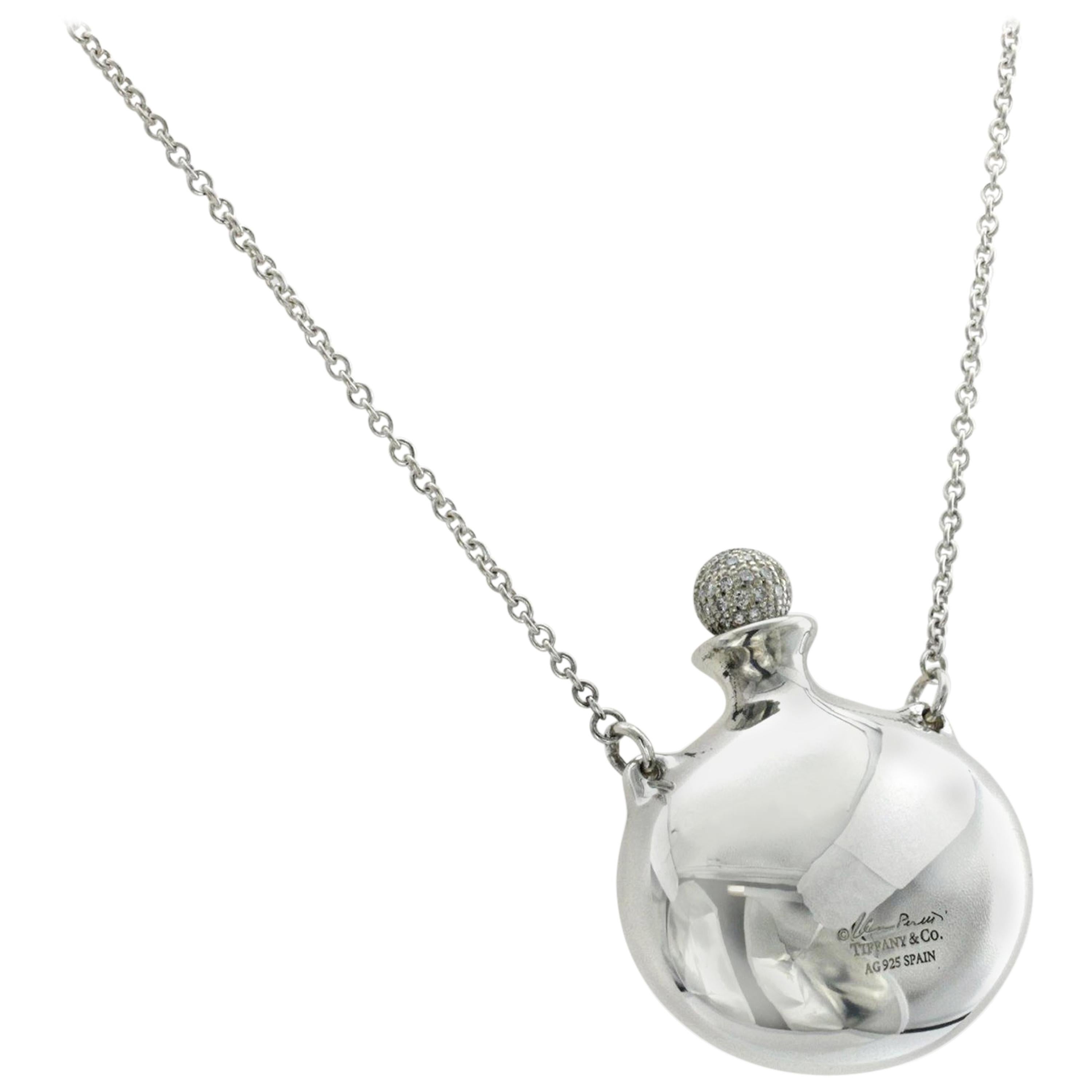 Tiffany Co. 925 Sterling Silver Diamond Elsa Peretti Perfume Necklace