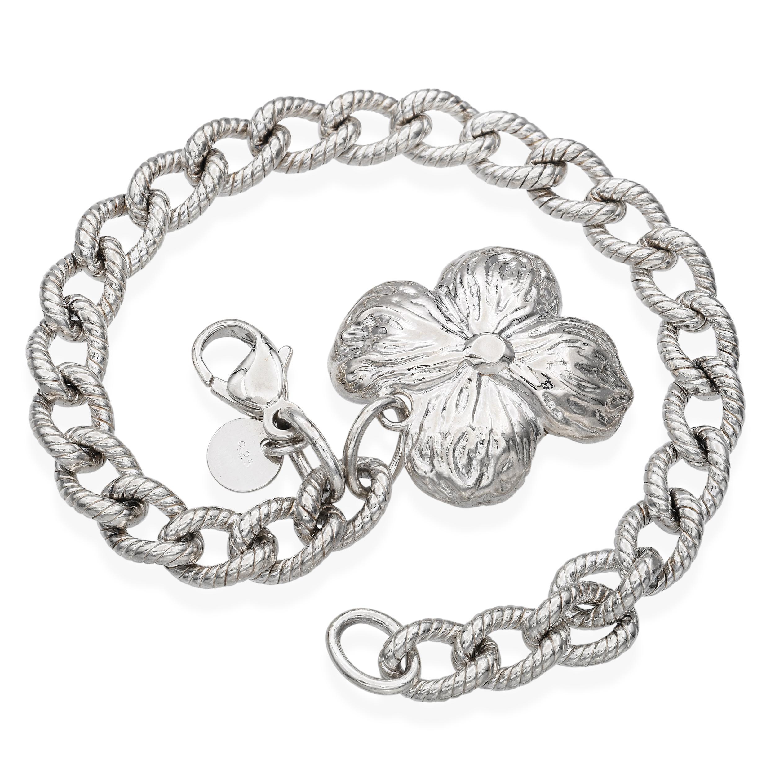 Tiffany & Co. 925 Sterling Silver Dogwood Flower Charm Bracelet For Sale 1