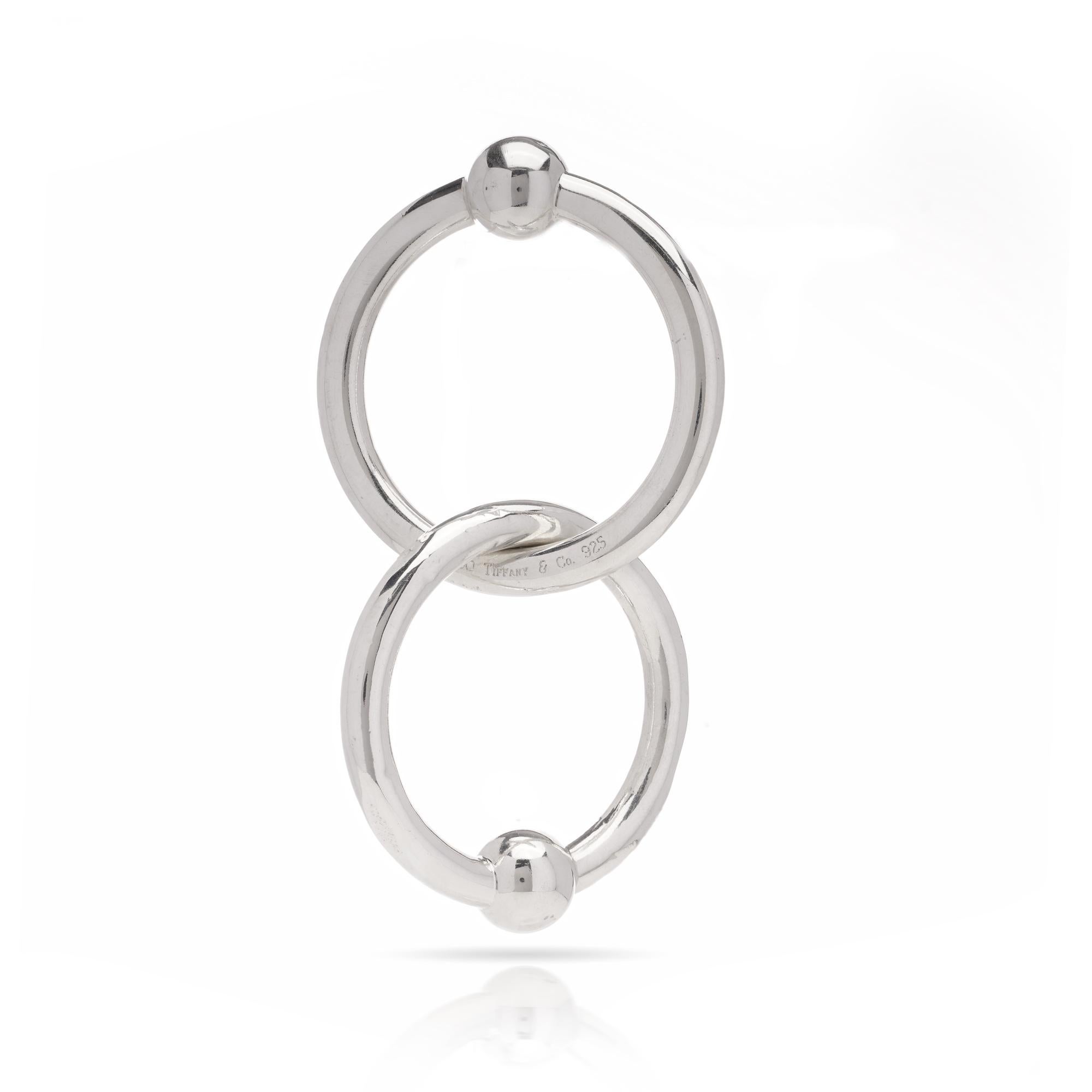 American Tiffany & Co. 925 Sterling Silver Double Circle Baby Rattle