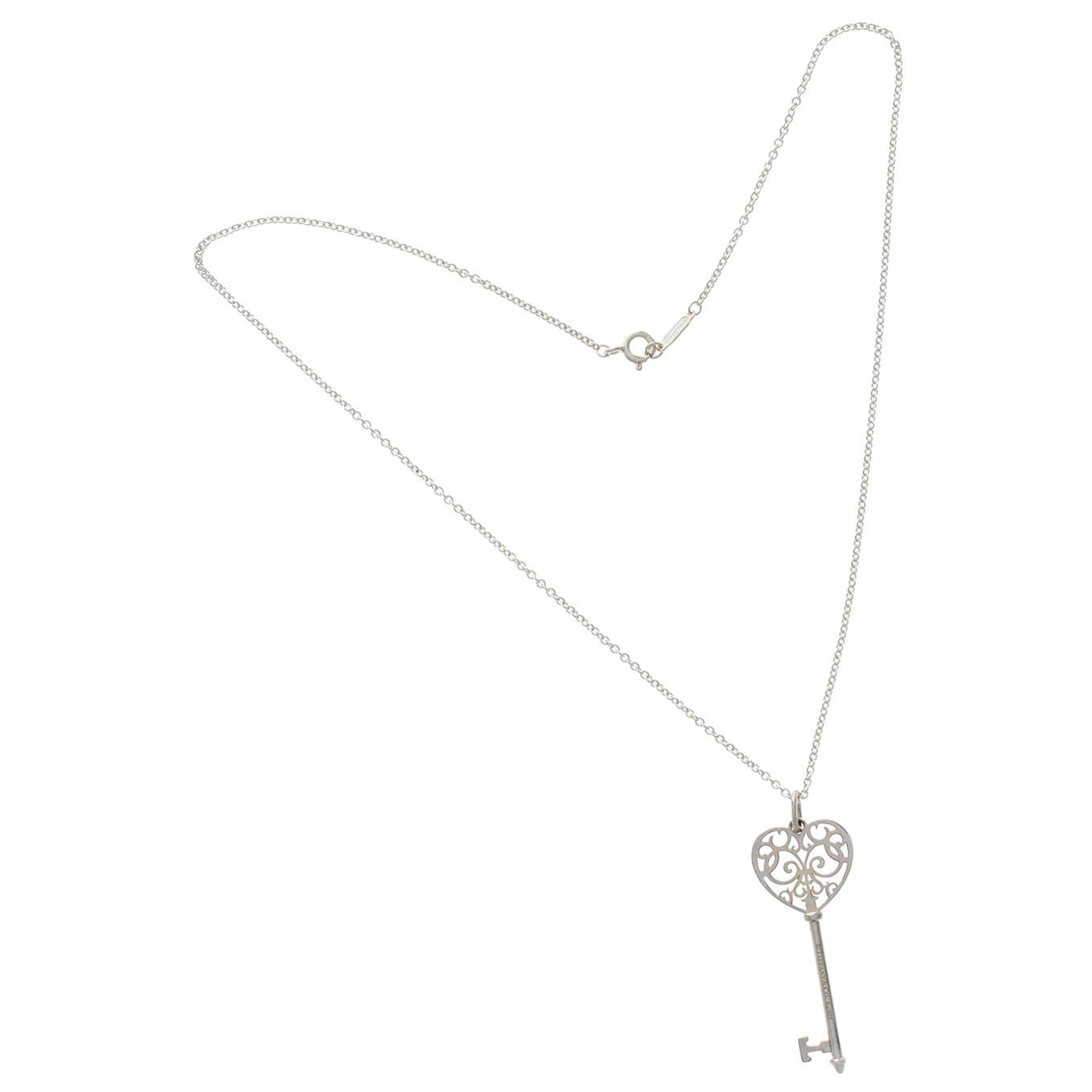 Tiffany & Co. 925 Sterling Silver Enchant Heart Key Necklace
