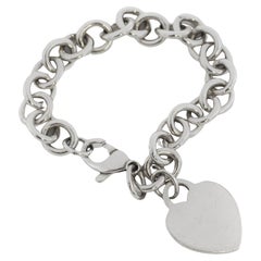 Tiffany & Co 925 Sterling Silver Heart Charm Bracelet