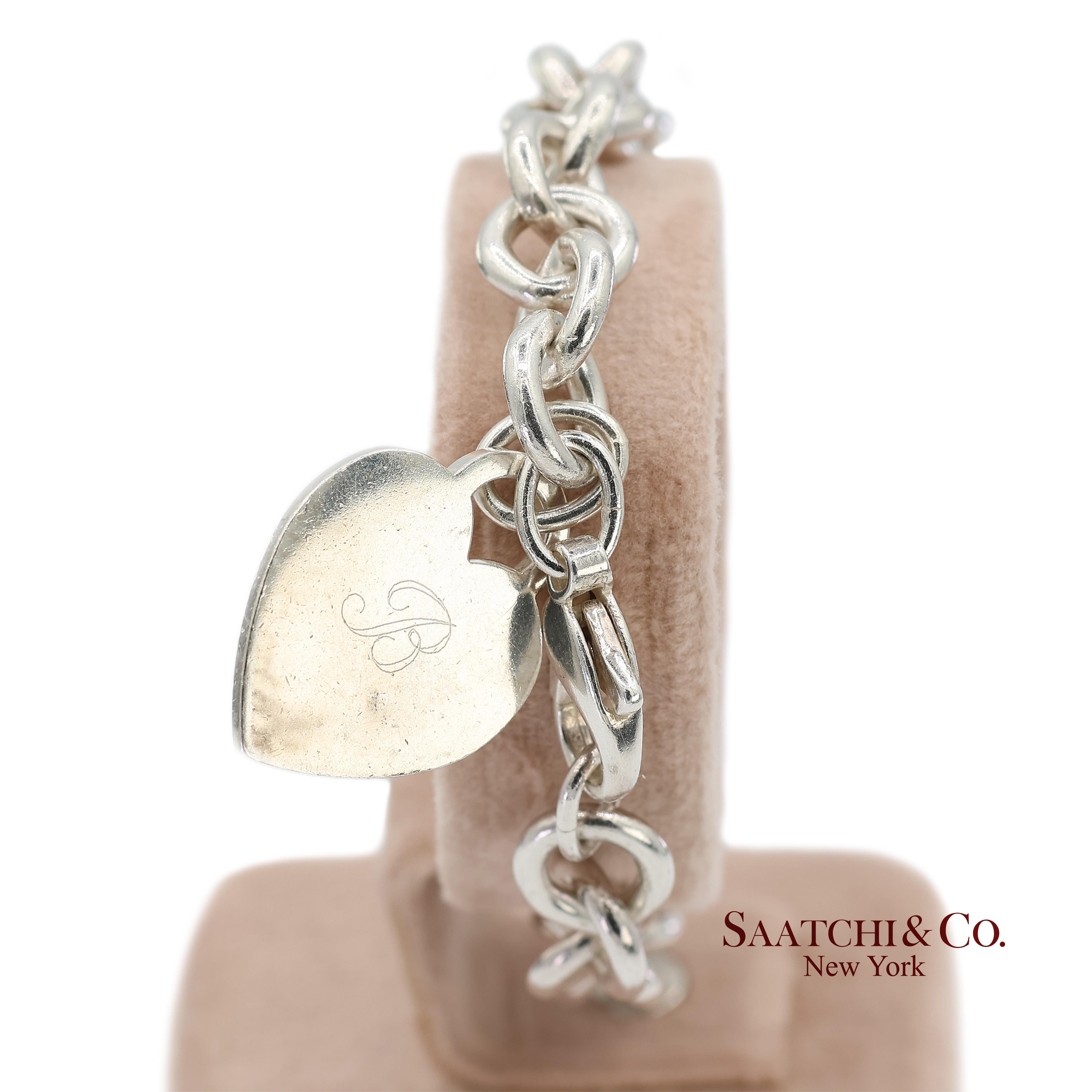 Bracciale a catena con cuore in argento 925 di Tiffany & Co. In condizioni ottime in vendita a New York, NY