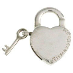 Tiffany & Co. 925 Sterling Silver Heart Key Lock Pendant Charm