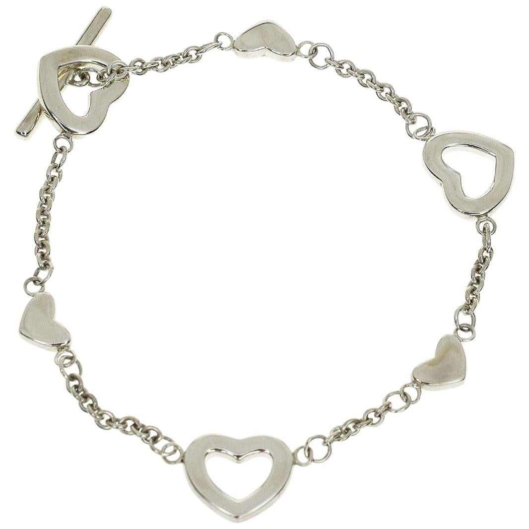 Tiffany & Co. 925 Sterling Silver Heart Link Bracelet