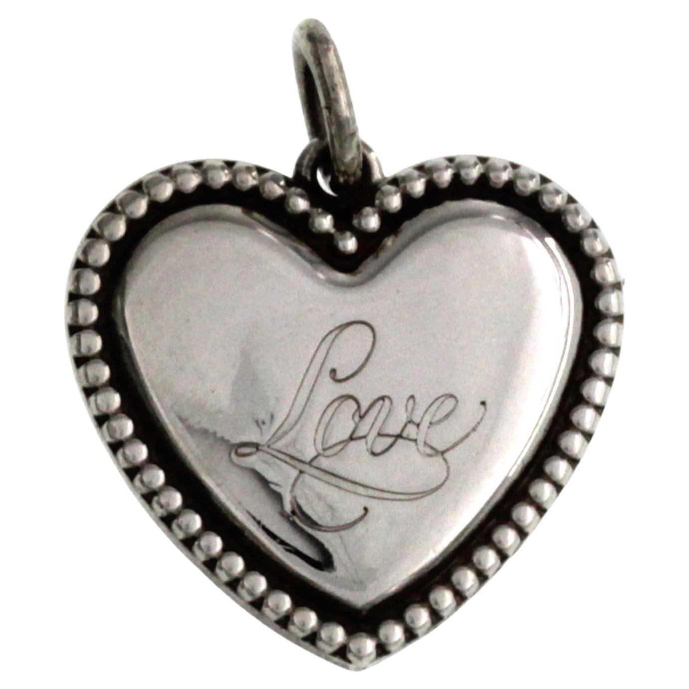 Tiffany & Co. 925 Sterling Silver Heart Love Pendant Charm