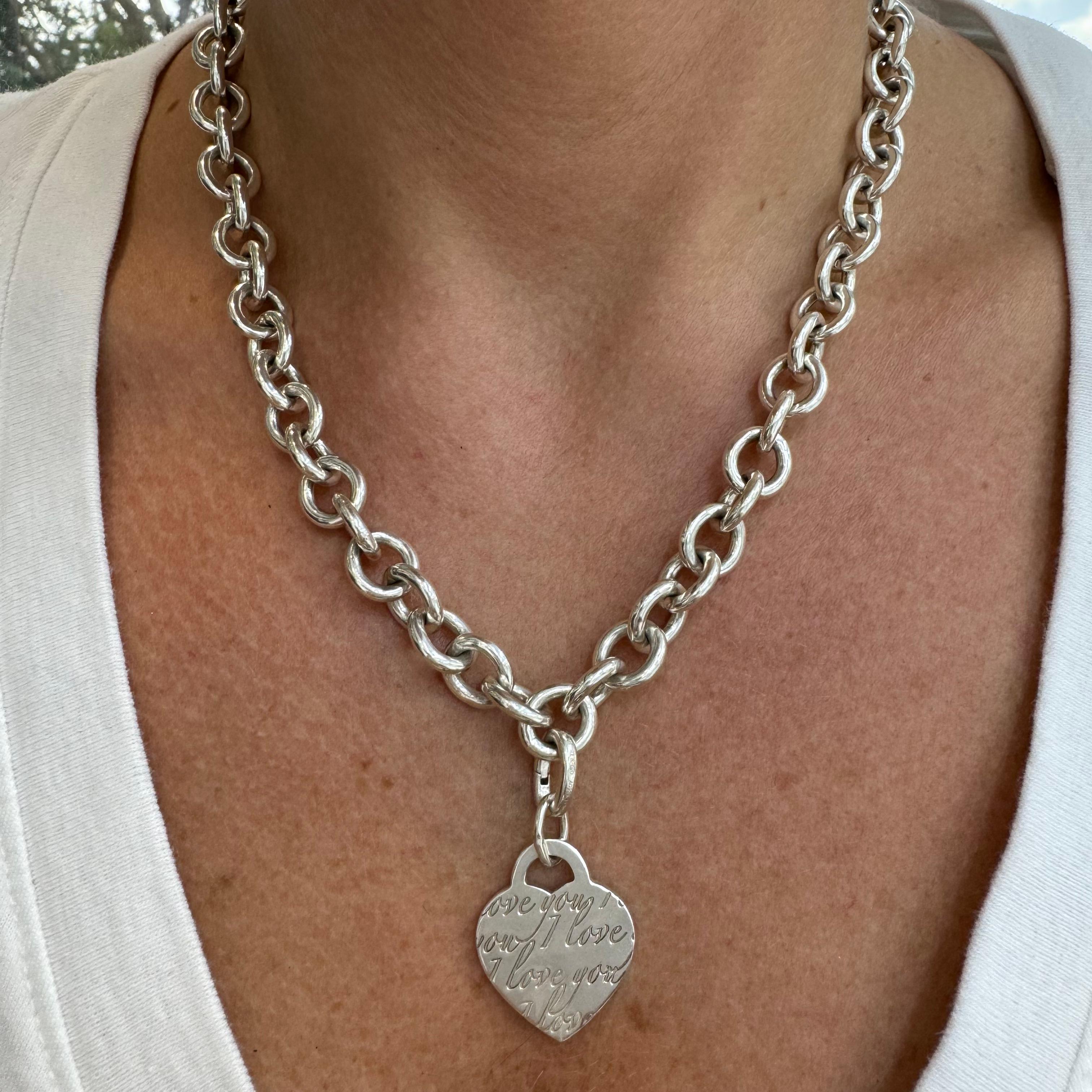 Tiffany & Co. 925 Sterlingsilber I Love You Heart Tag-Anhänger-Halskette 6
