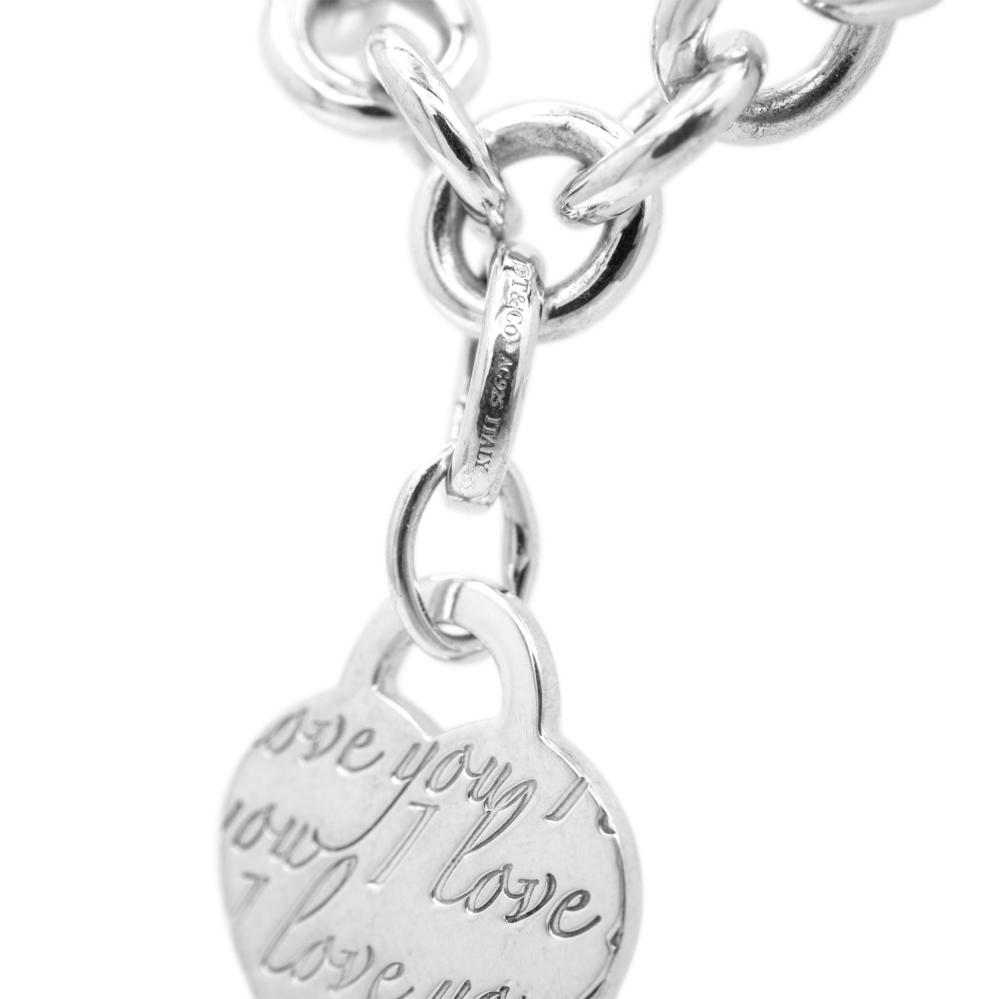 Tiffany & Co. 925 Sterlingsilber I Love You Heart Tag-Anhänger-Halskette 2