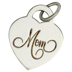 Tiffany & Co 925 Sterling Silver MOM Heart Pendant Charm