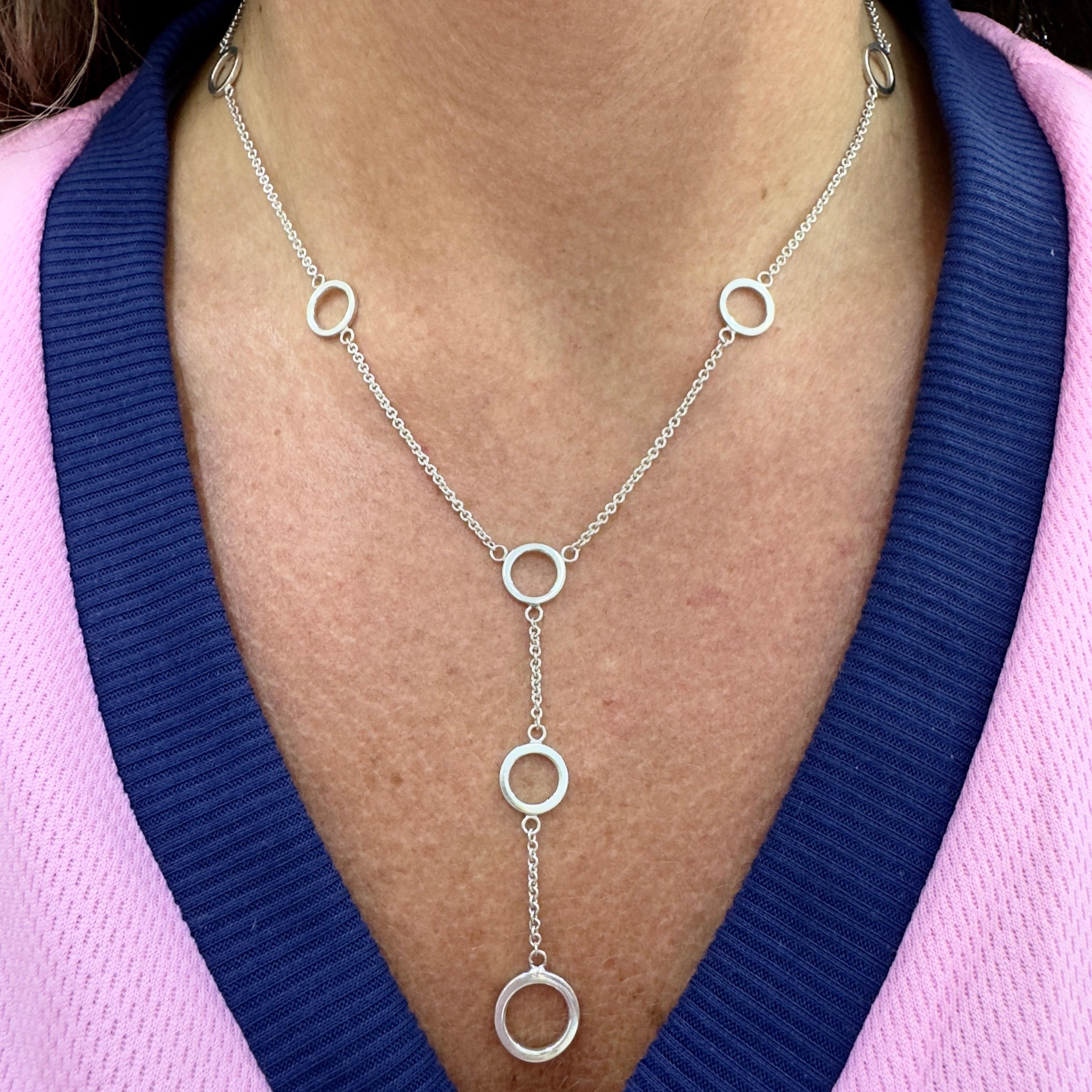 Tiffany & Co. 925 Sterling Silber Multi Circles Lariat Station Halskette im Angebot 5