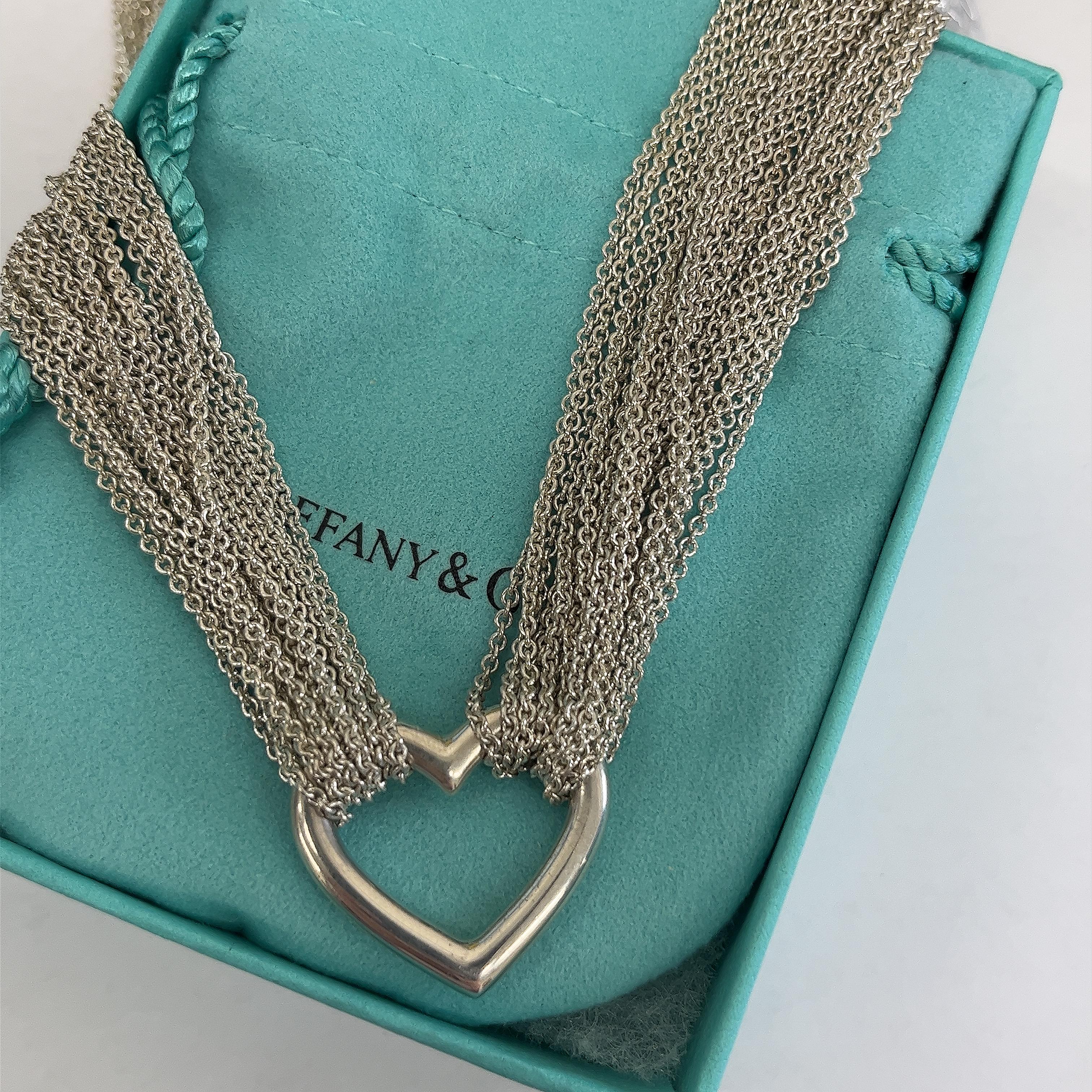 Women's Tiffany & Co 925 Sterling Silver Multi Strand Choker Toggle Necklace  For Sale