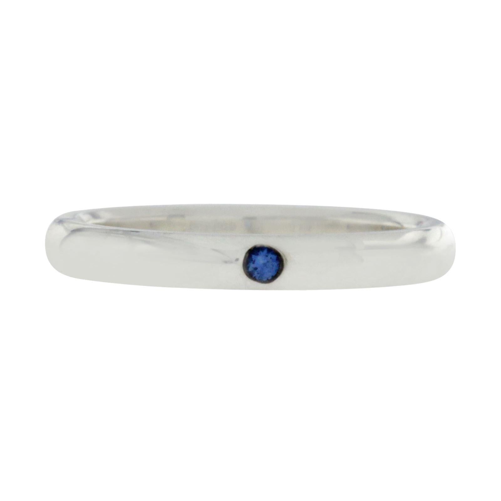 Tiffany & Co. 925 Sterling Silver One Blue Sapphire Peretti Band Ring