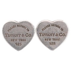 Tiffany & Co. 925 Sterling Silver 'Return To Tiffany' Heart Tag Earrings