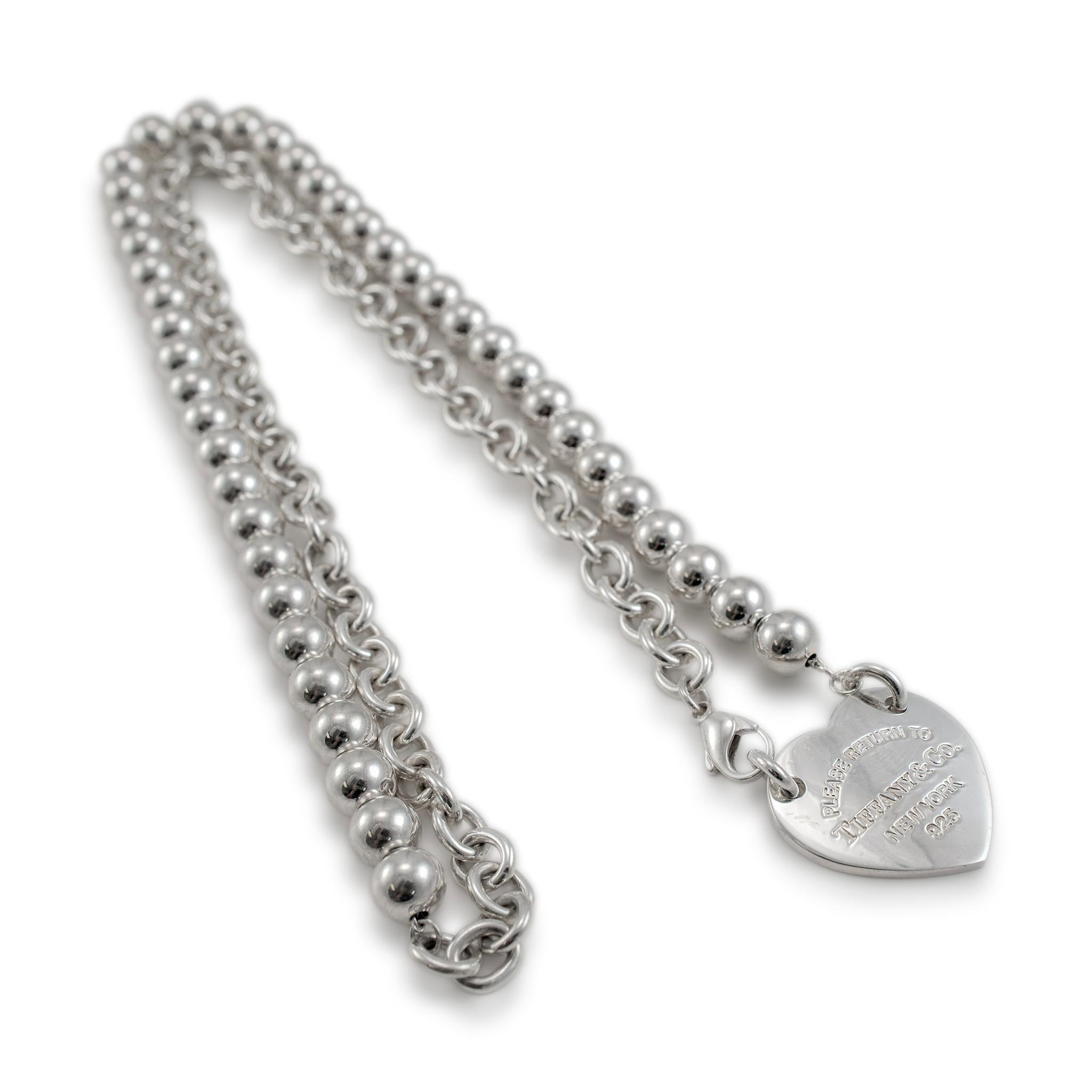 Tiffany & Co. 925 Sterlingsilber Return to Tiffany Heart Tag Wickel-Halskette, Tiffany & Co. im Angebot 1