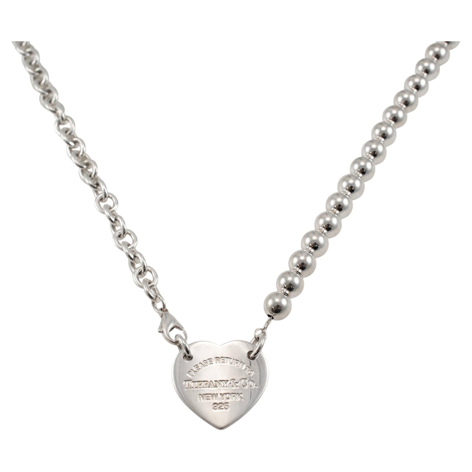 Tiffany & Co. 925 Sterling Silver Return to Tiffany Heart Tag Wrap Necklace