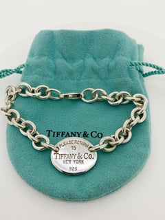 Tiffany & Co Plata de ley 925 Pulsera de eslabones con etiqueta ovalada Return to Tiffany 7,5" (Volver a Tiffany)