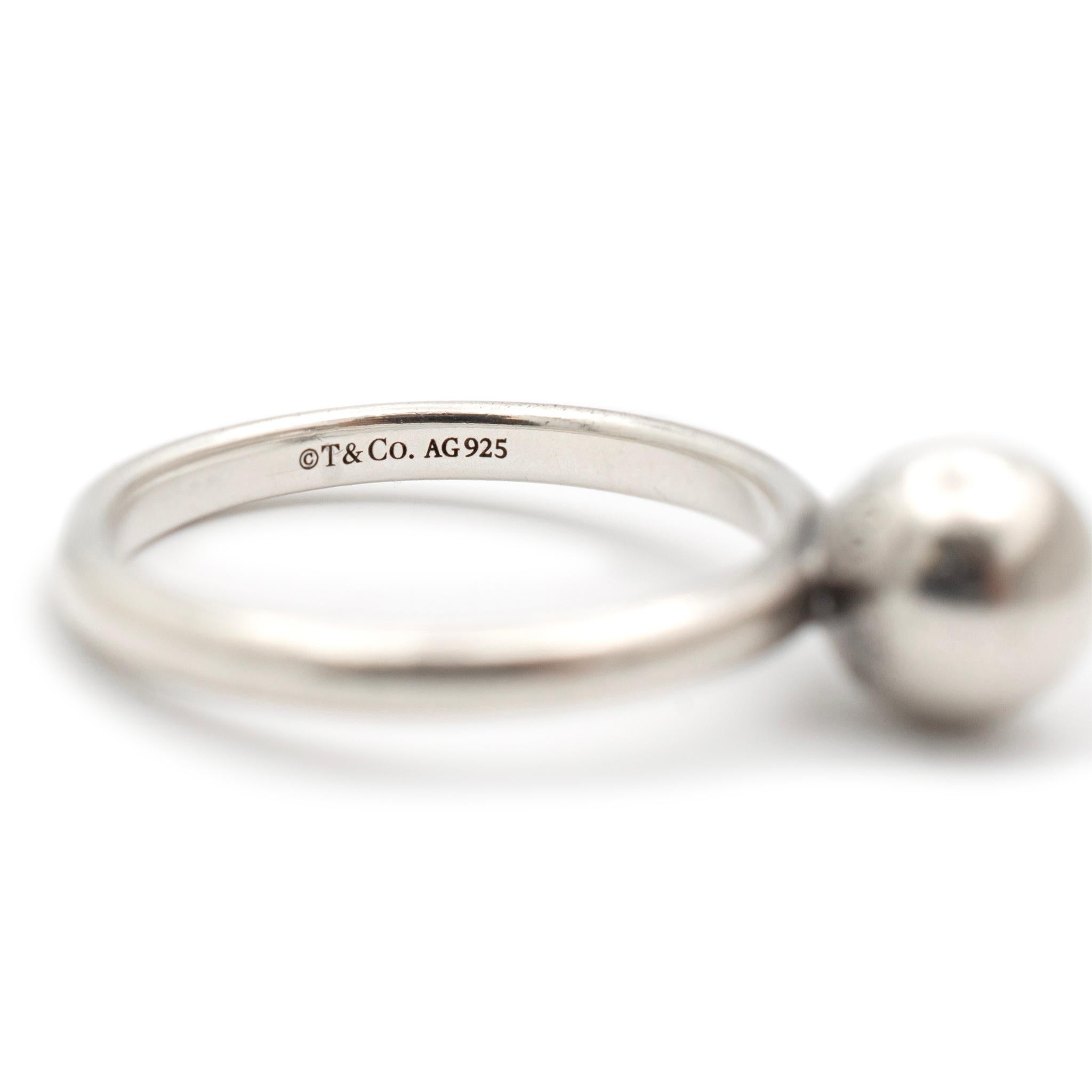 Tiffany & Co. 925 Sterlingsilber Kugel-Cocktailring mit Kugel 2