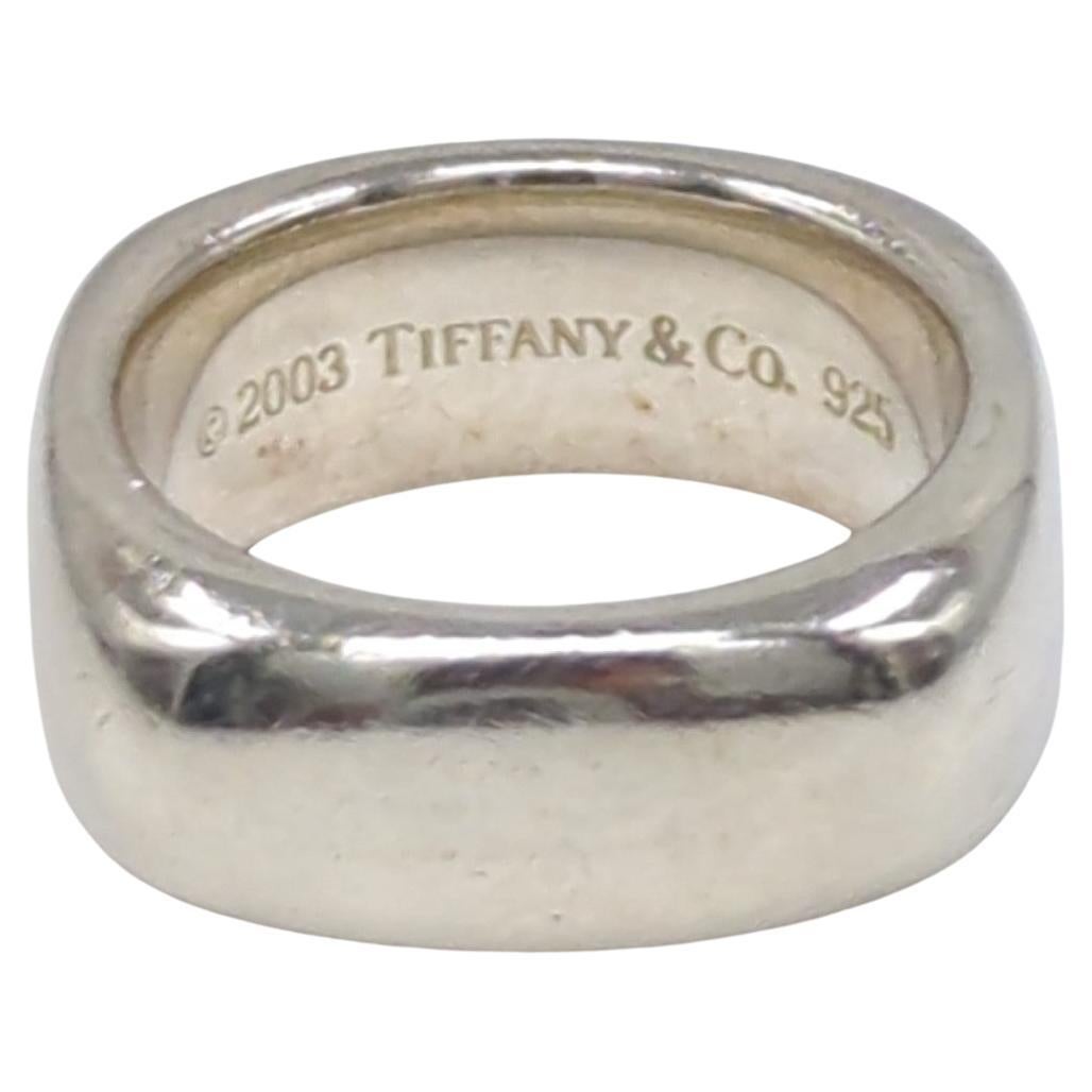 Tiffany & Co. 925 Sterling Silver Square Cushion Ring c.2003 Size 5.25 For Sale