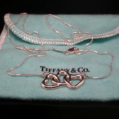 Tiffany & Co 925 Sterling Silver Triple Open Heart Station Necklace 19.5" Estate