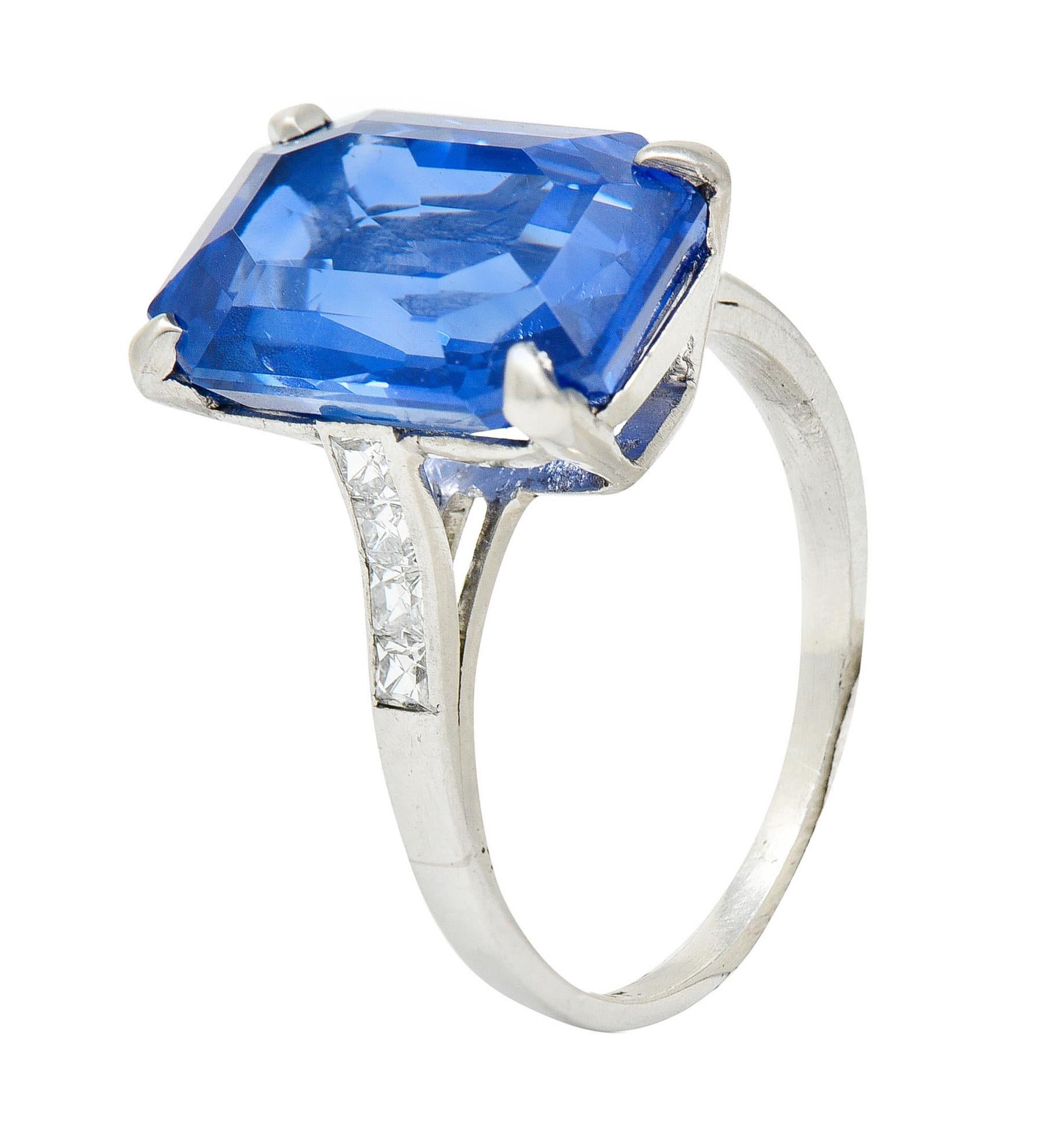Tiffany & Co. 9.32 Carats No Heat Ceylon Sapphire Diamond Platinum Ring 3