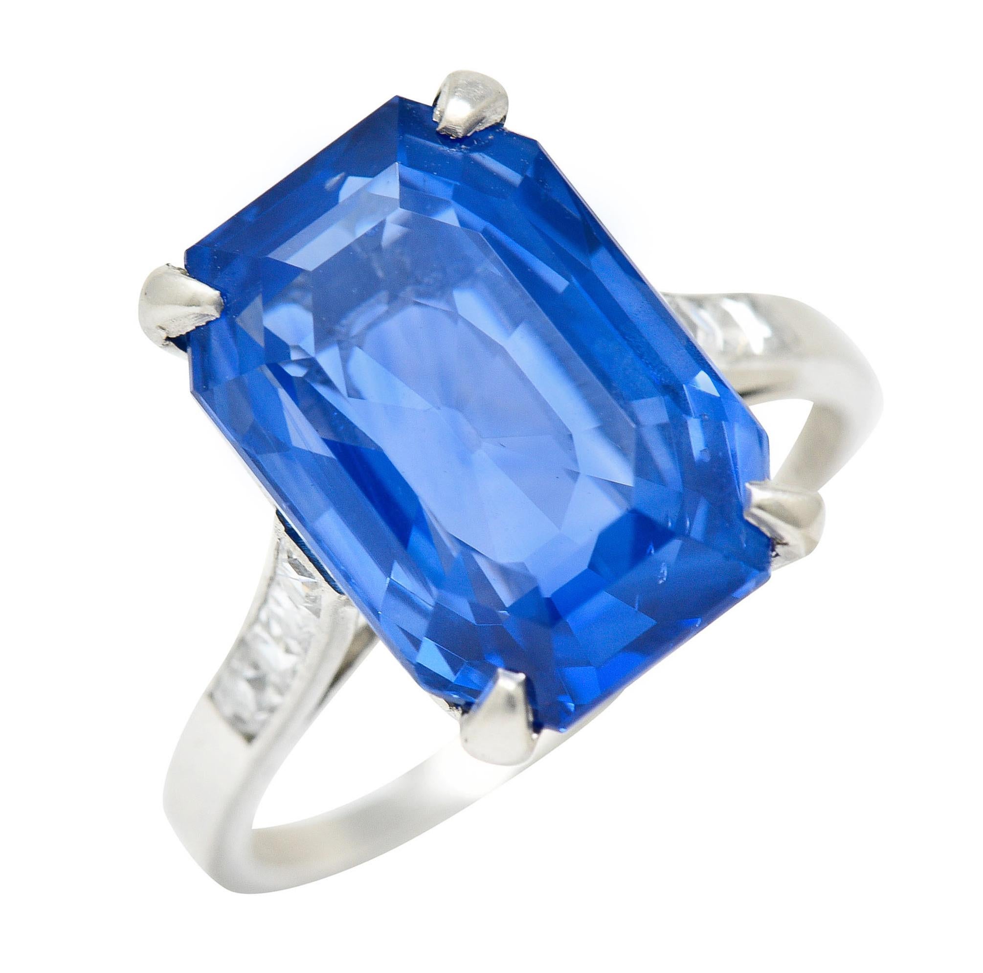 Women's or Men's Tiffany & Co. 9.32 Carats No Heat Ceylon Sapphire Diamond Platinum Ring
