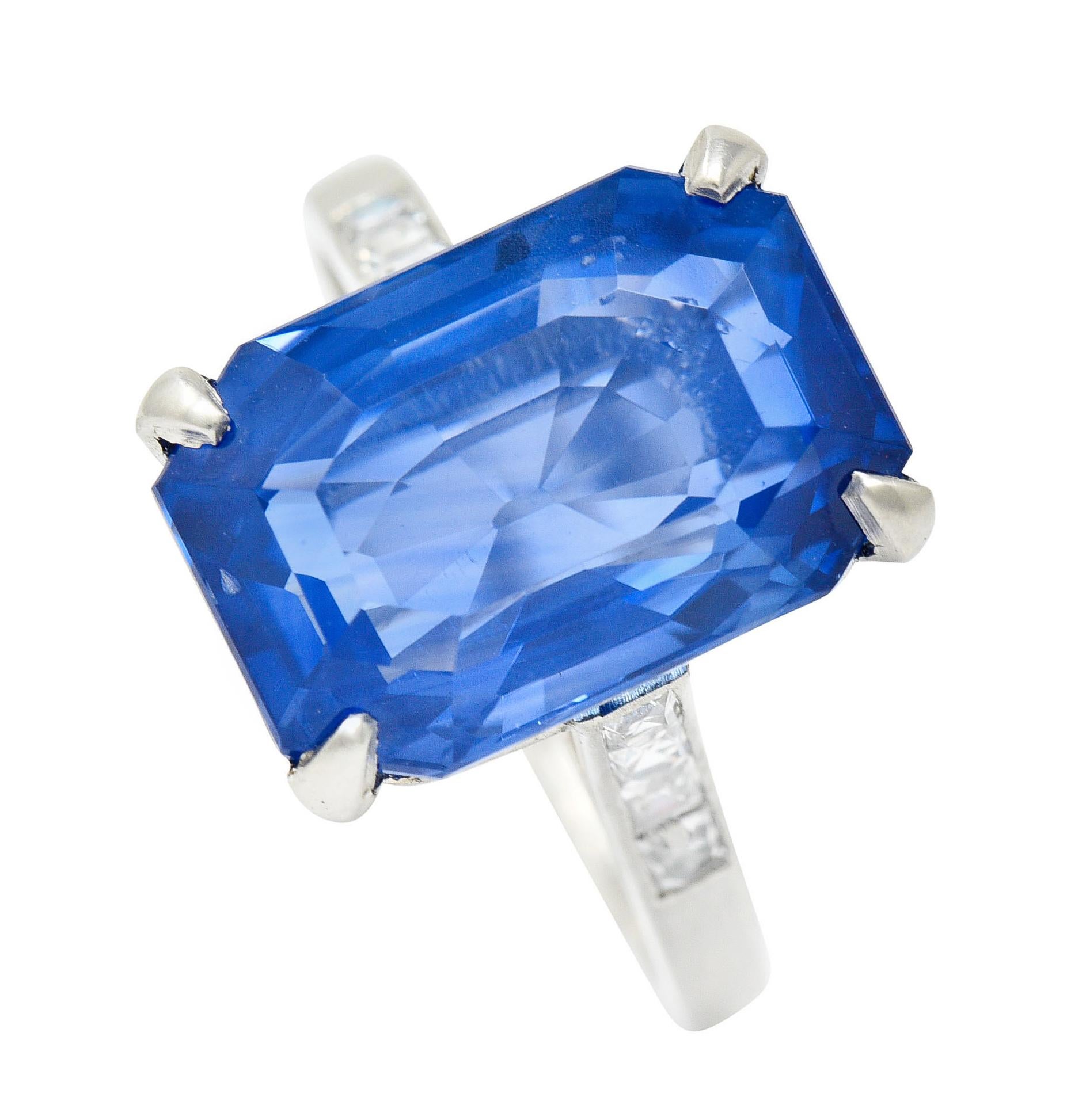 Tiffany & Co. 9.32 Carats No Heat Ceylon Sapphire Diamond Platinum Ring 2