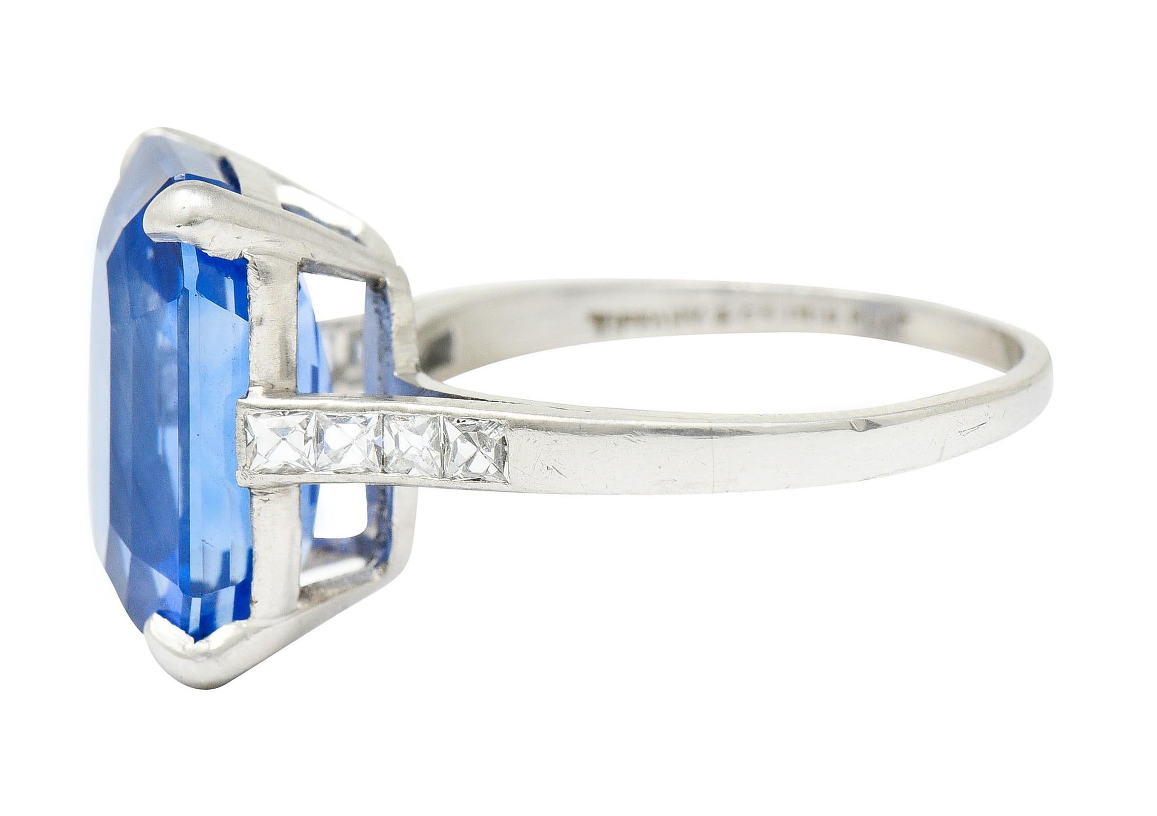 Retro Tiffany & Co. 9.32 Carats No Heat Ceylon Sapphire Diamond Platinum Ring