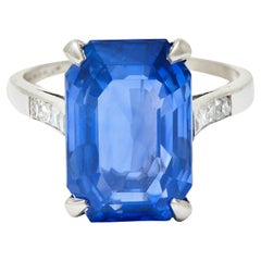 Tiffany & Co. 9.32 Carats No Heat Ceylon Sapphire Diamond Platinum Ring