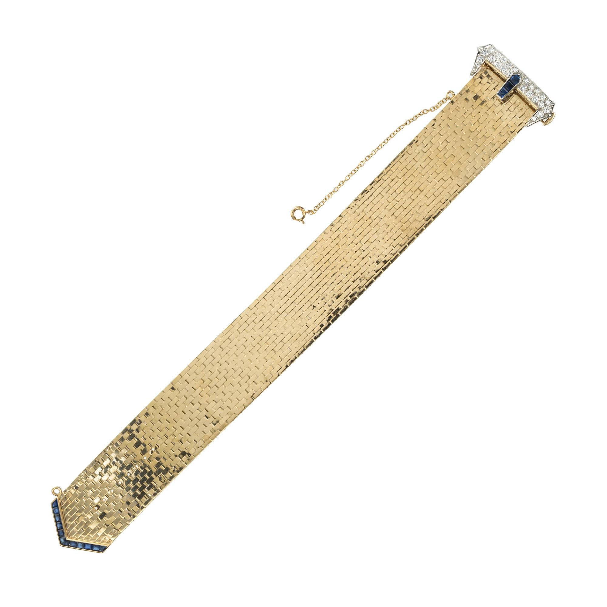 Women's Tiffany & Co .95 Carat Diamond Sapphire Two Tone Gold Belt Buckle Bracelet 