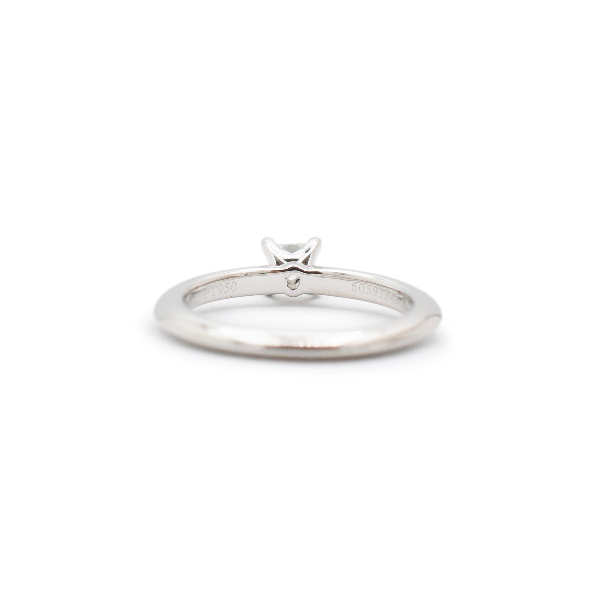 Tiffany & Co. 950 Platinum 0.22 Princess Cut Diamond Promise Engagement Ring For Sale 1