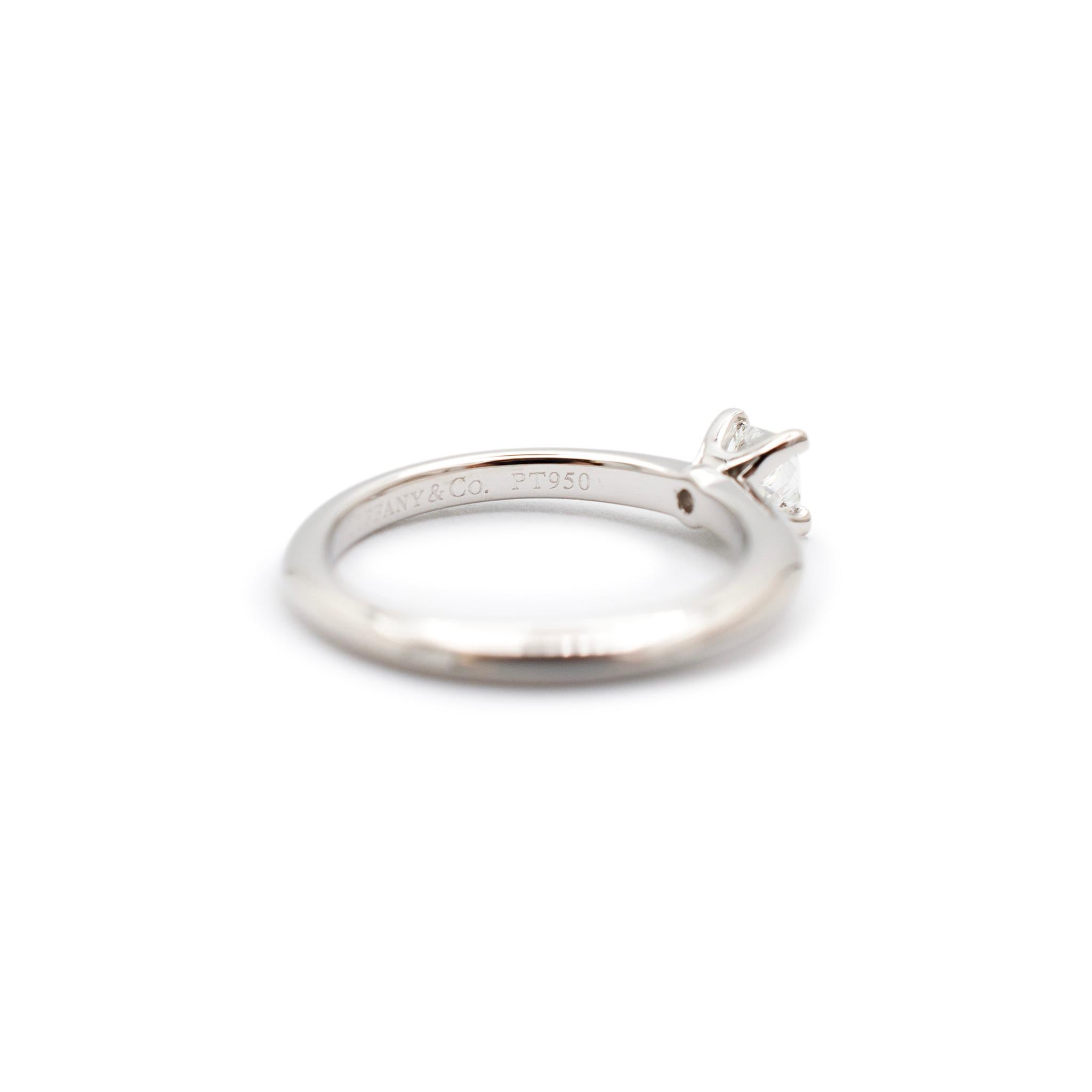 Tiffany & Co. 950 Platinum 0.22 Princess Cut Diamond Promise Engagement Ring For Sale 2