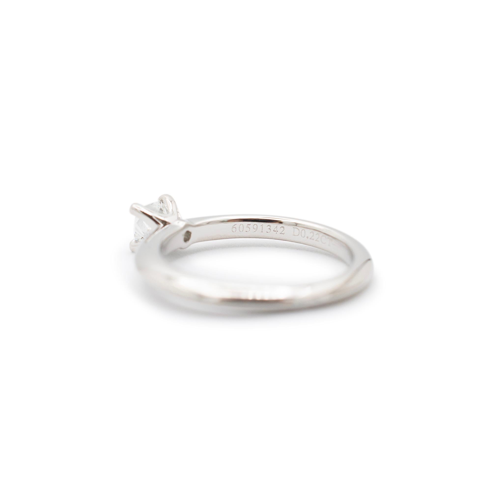 Tiffany & Co. 950 Platinum 0.22 Princess Cut Diamond Promise Engagement Ring For Sale 3